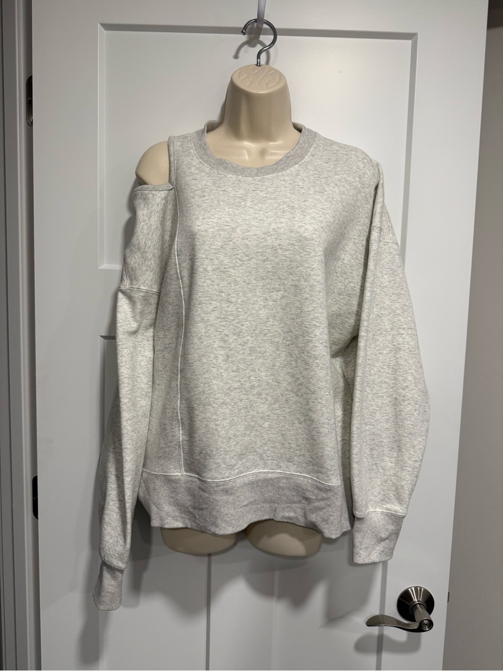 Fabletics Cold Shoulder Sweatshirt Size S Gray Long Sleeve Cutout Athleisure